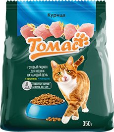 КОРМ ДЛЯ КОШЕК ТОМАС, КУРИЦА, СУХОЙ, 350 Г